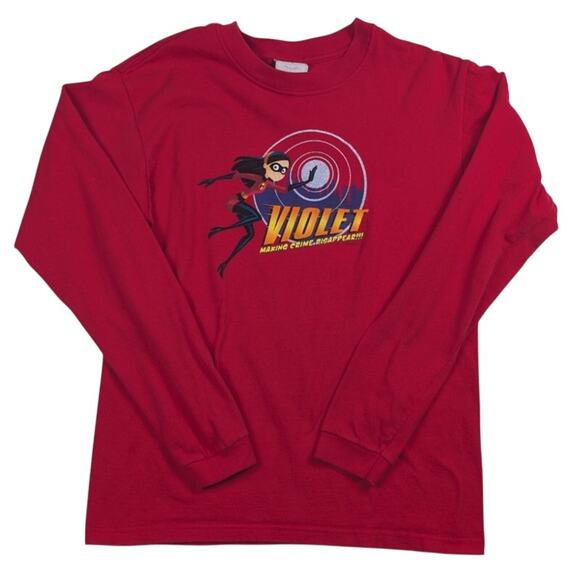 Y2K Incredibles Violet  Cartoon Disney Promo Longsleeve Red Shirt Fit like Small - Picture 1 of 6